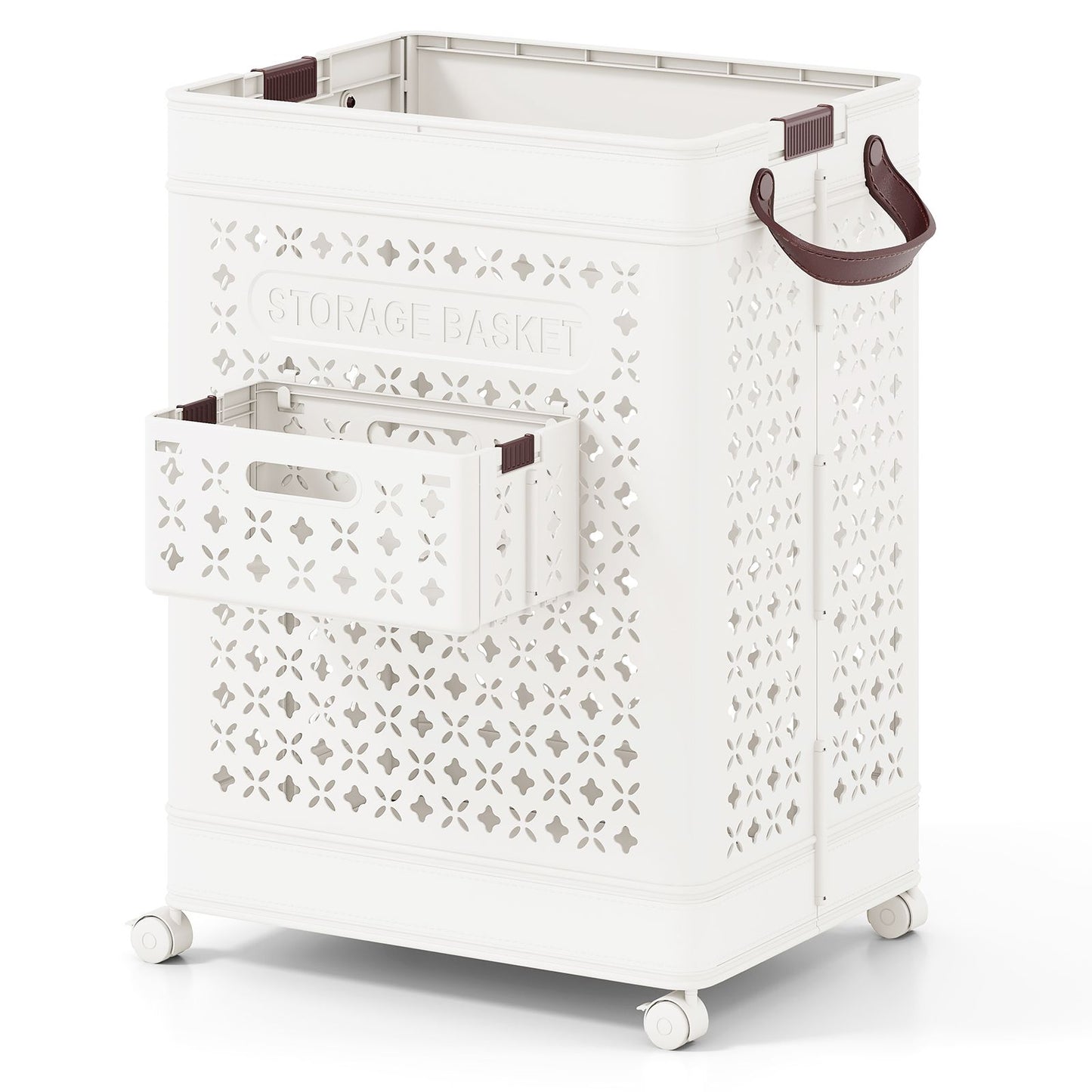 75 L Collapsible Laundry Basket with Underwear Basket and Handles