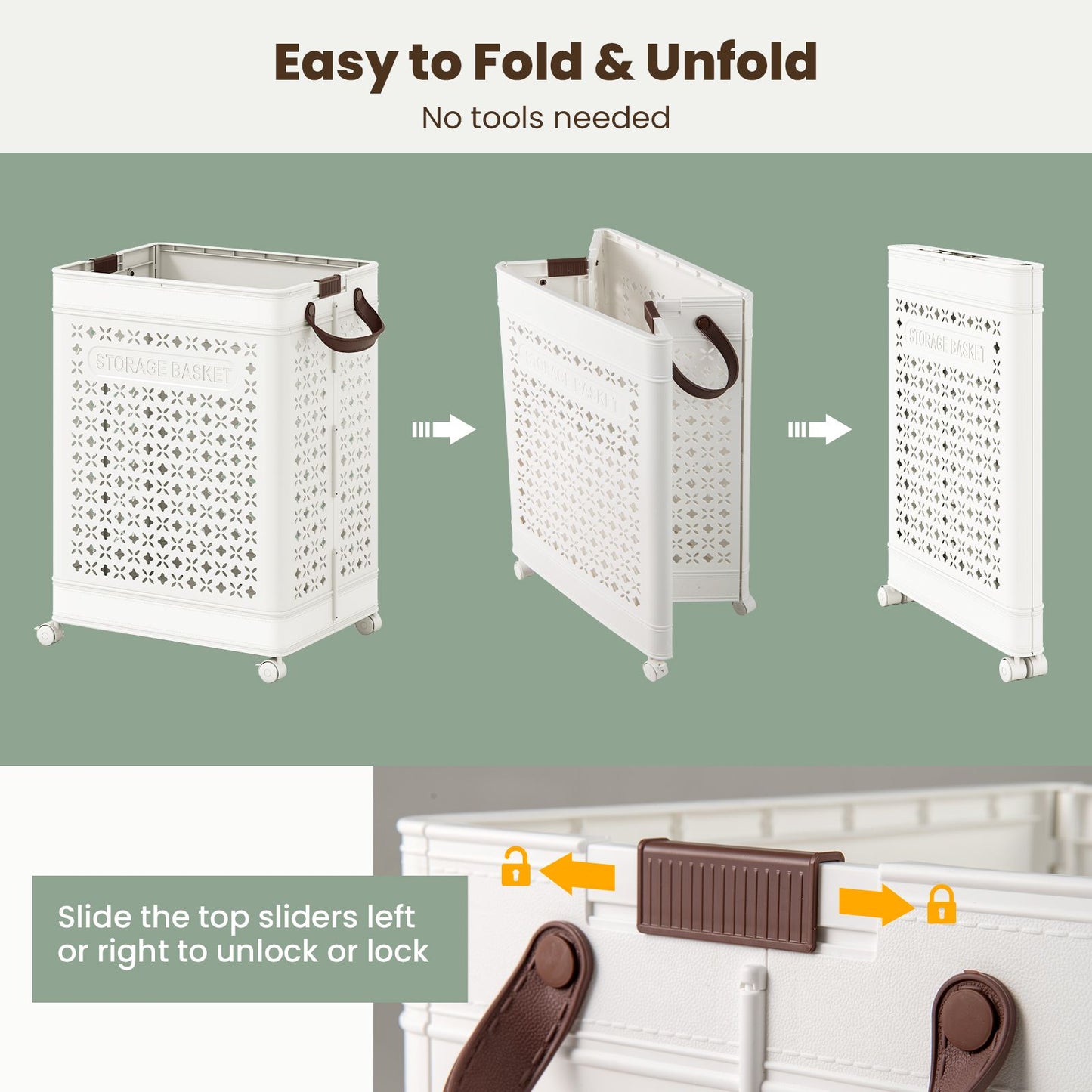 75 L Collapsible Laundry Basket with Underwear Basket and Handles