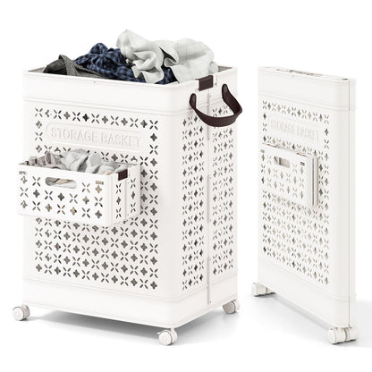 75 L Collapsible Laundry Basket with Underwear Basket and Handles