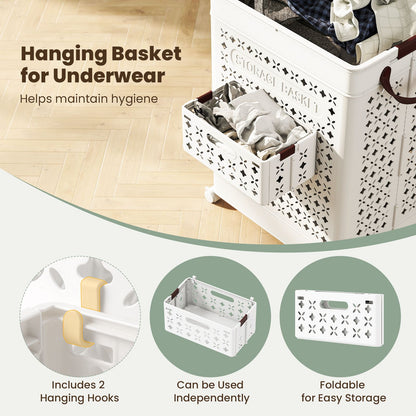 75 L Collapsible Laundry Basket with Underwear Basket and Handles