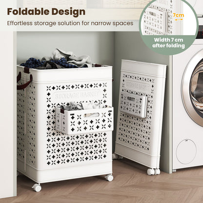 75 L Collapsible Laundry Basket with Underwear Basket and Handles