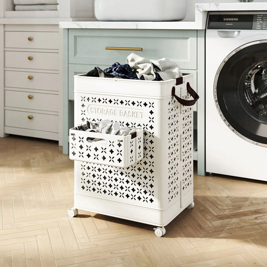75 L Collapsible Laundry Basket with Underwear Basket and Handles