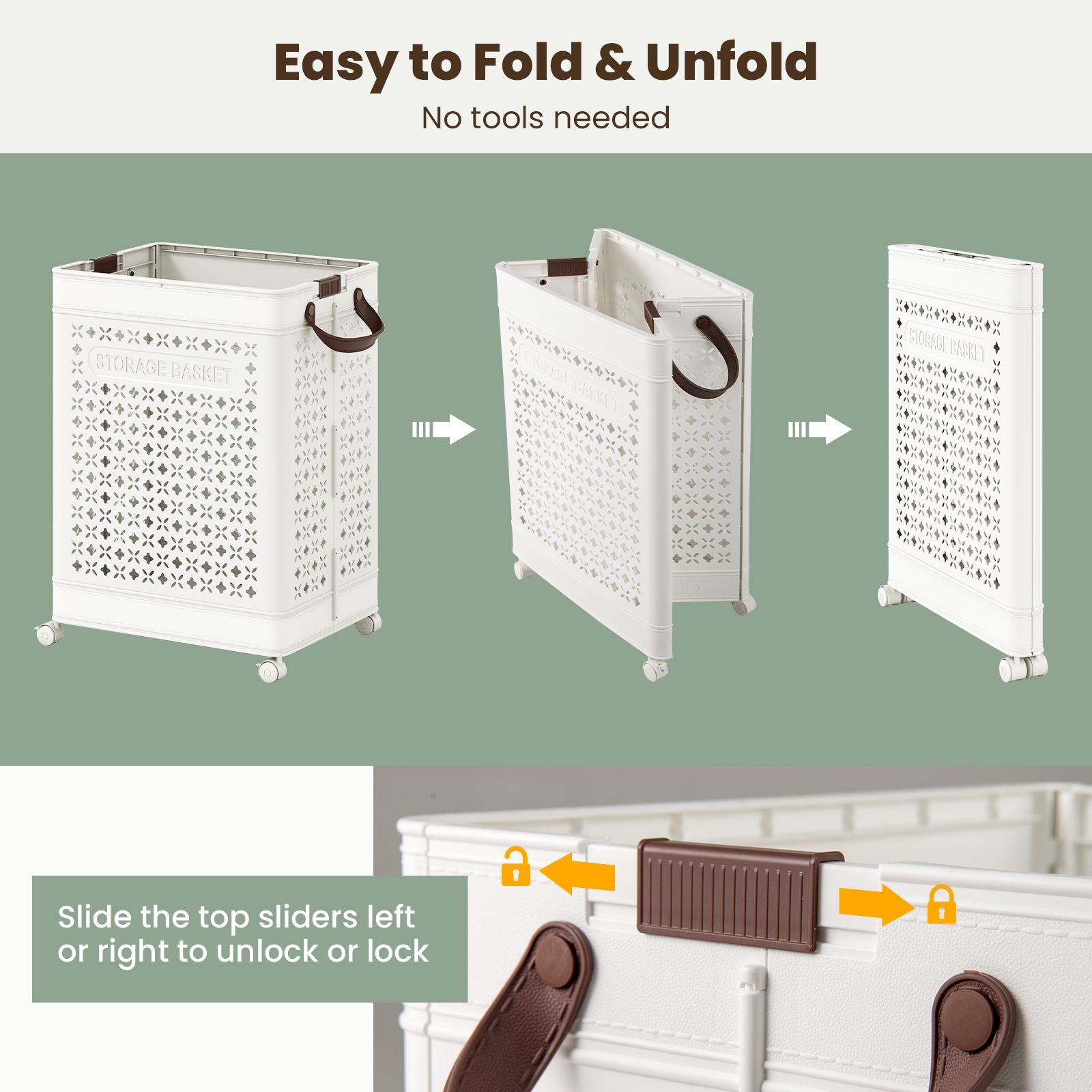 75 L Collapsible Laundry Basket with Underwear Basket and Handles